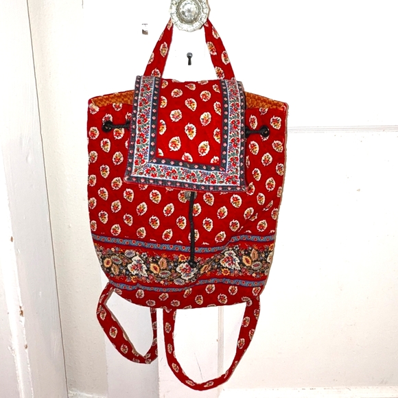Vintage Vera Bradley Mimi backpack in red Leaf - Picture 1 of 5